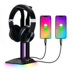 RGB Gaming Headset Stand with 2 USB Ports 7 Light Modes RGB Glowing Headphone Holder for Desktop Gamer Gift for Headphones