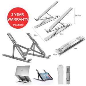 Great Roc Custom Logo Adjustable MacBook Notebook Stand 14-15.6 Inch Metal Foldable Holder