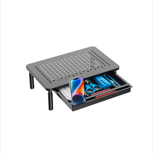 Metal Computer Monitor Laptop Riser Stand With Phone Holder Storage Height Adjustable With Drawer