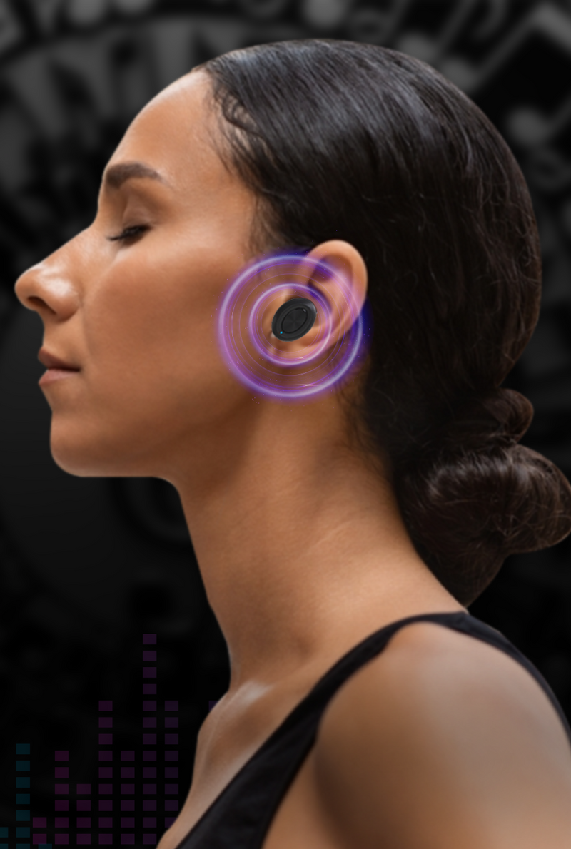 Person working with iGear wireless earbuds